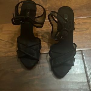 Zara black mesh heels